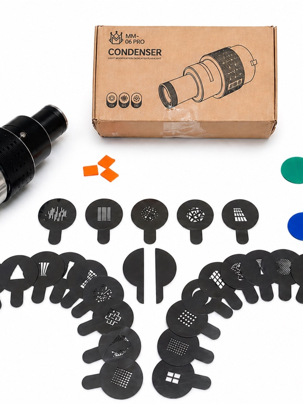 MM-06 Pro Condenser Light Modifier with Gobo Discs - Black